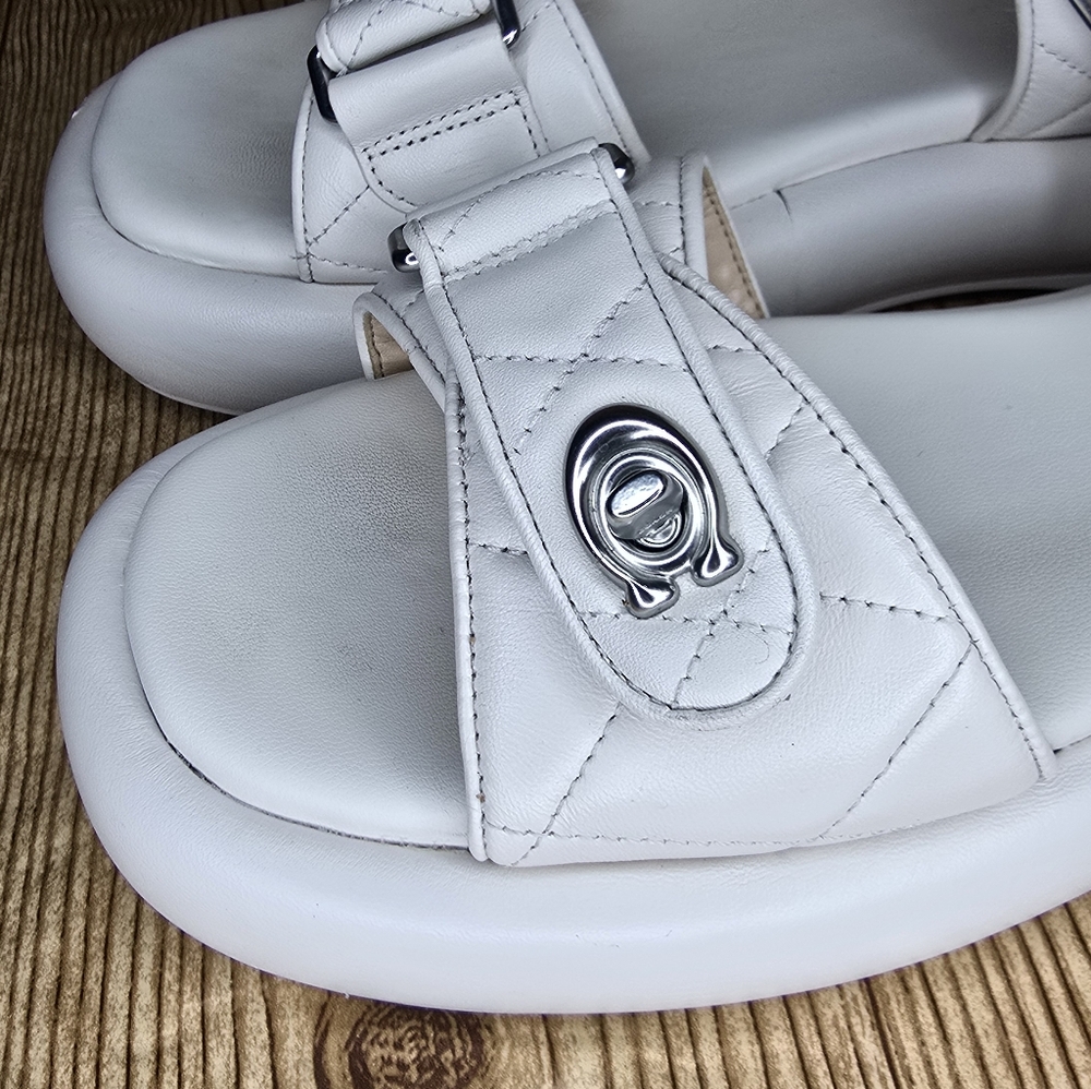 Coach Women's Peyton Leather Chunky‎ Sandal Size 8.5 - Picture 3 of 14